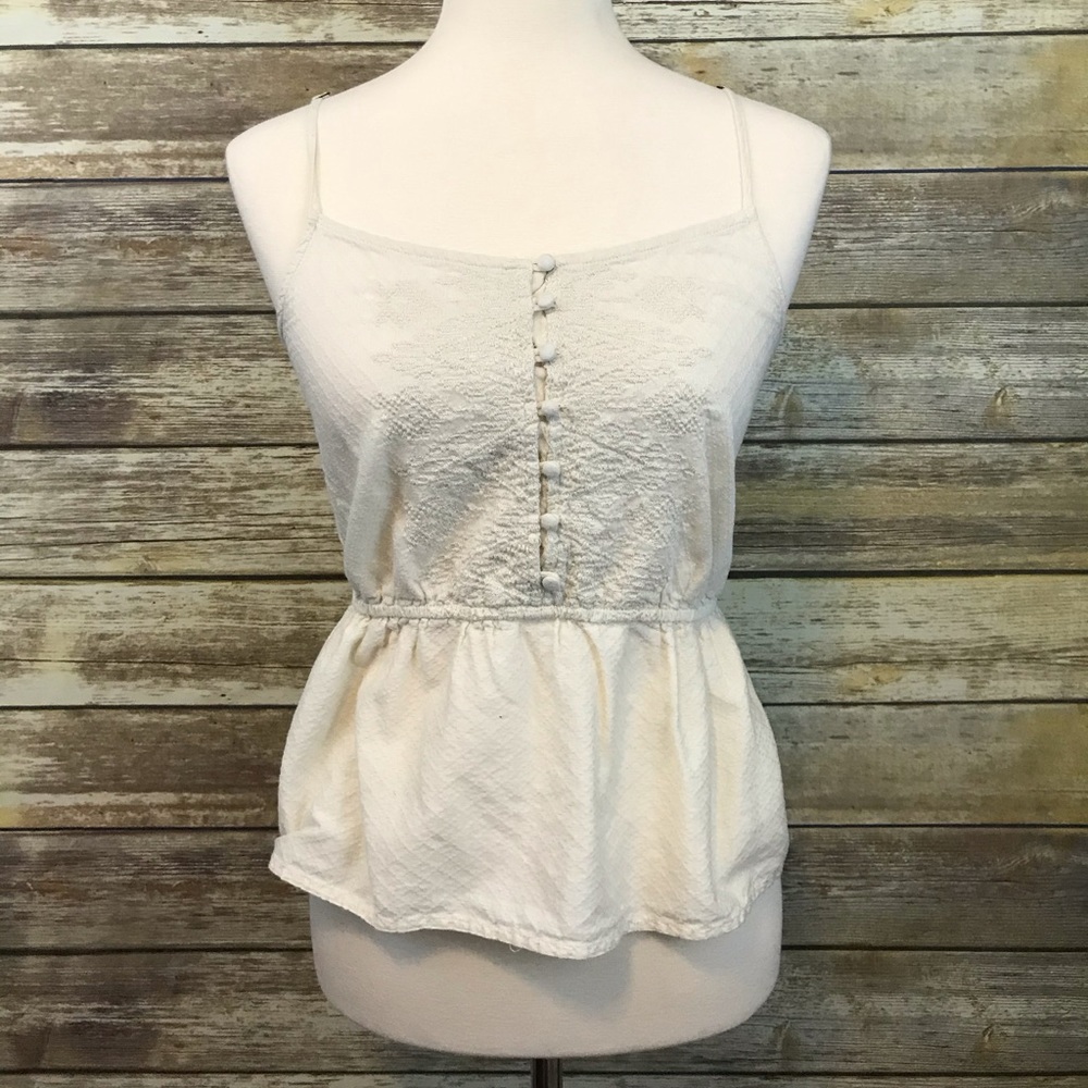 Off White Faux Button Up Tank Top